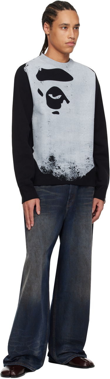 Sveter BAPE A Bathing Ape Ape Head Over Print Sweatshirt Šedá | 001SWK801006M, 3