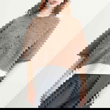 Sveter YMC Kwai Checkered Knit Button-Front Cardigan Béžová | Q8ZME-TPE, 2