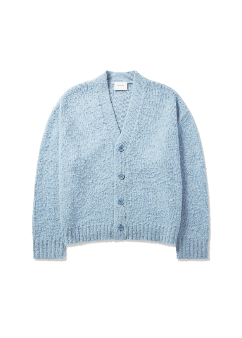 Sveter AXEL ARIGATO Studio Fuzzy Knit V-Neck Cardigan Modrá | A3731003