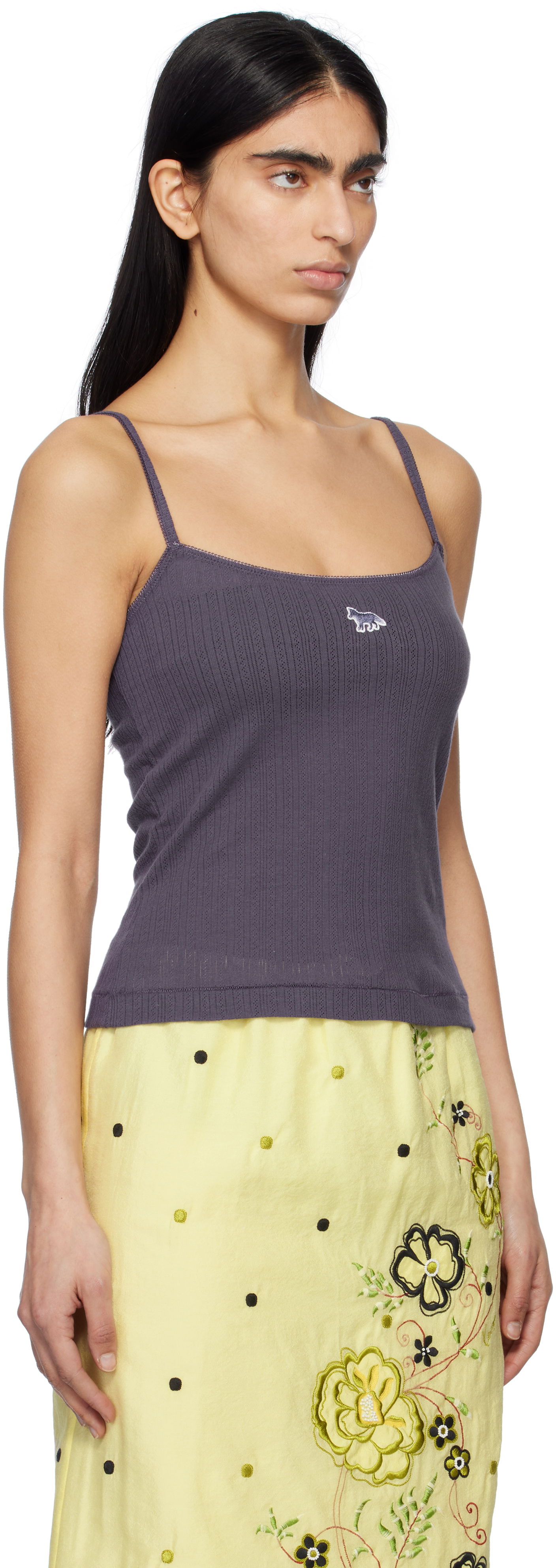 Tielko MAISON KITSUNÉ Maison Kitsuné Baby Fox Patch Ribbed Camisole Fialová | OW00608KA0027, 1