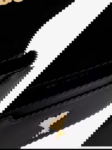 Kabelka AMI AMI Paris Women's Black Leather Shoulder Bag with Gold Heart Logo Čierna | ULL005AL0036001, 4