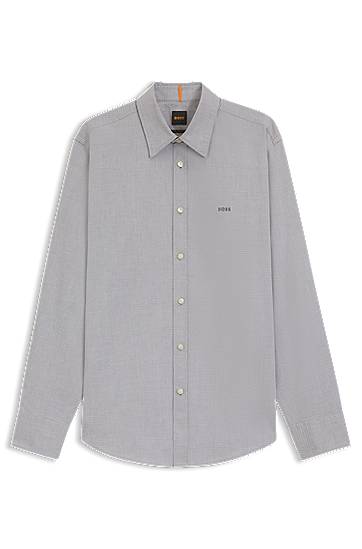 Košeľa BOSS Regular-Fit Stretch-Cotton Dobby Shirt Šedá | 50543498