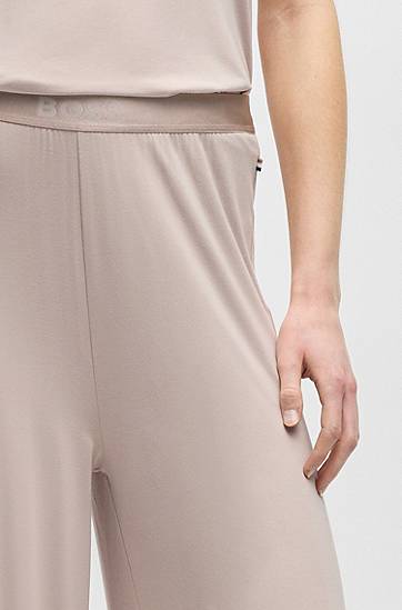 Nohavice BOSS BOSS Wide-Leg Pyjama Bottoms in Stretch Modal Jersey Béžová | 50535703, 1