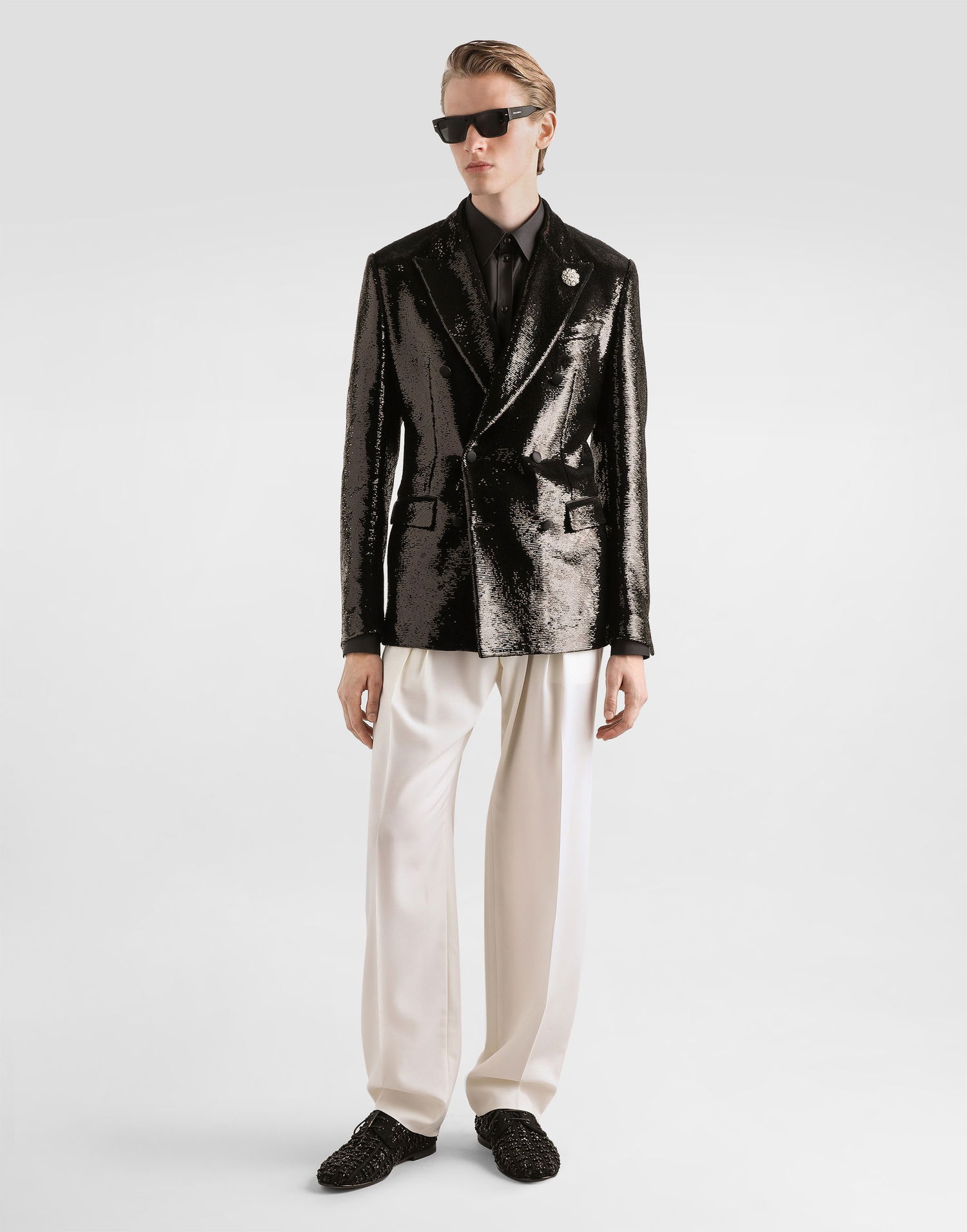 Bunda Dolce & Gabbana Double-breasted Sicilia Light Sequin Jacket Čierna | G2TV8TFLSIMN0000, 1