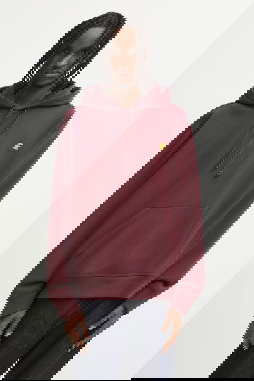 Mikina Carhartt WIP Plain Hooded American Script Sweat Vínová | I028279.33KXX, 0