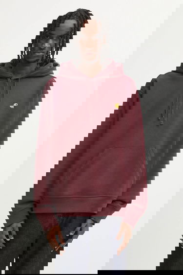 Mikina Carhartt WIP Plain Hooded American Script Sweat Vínová | I028279.33KXX, 0