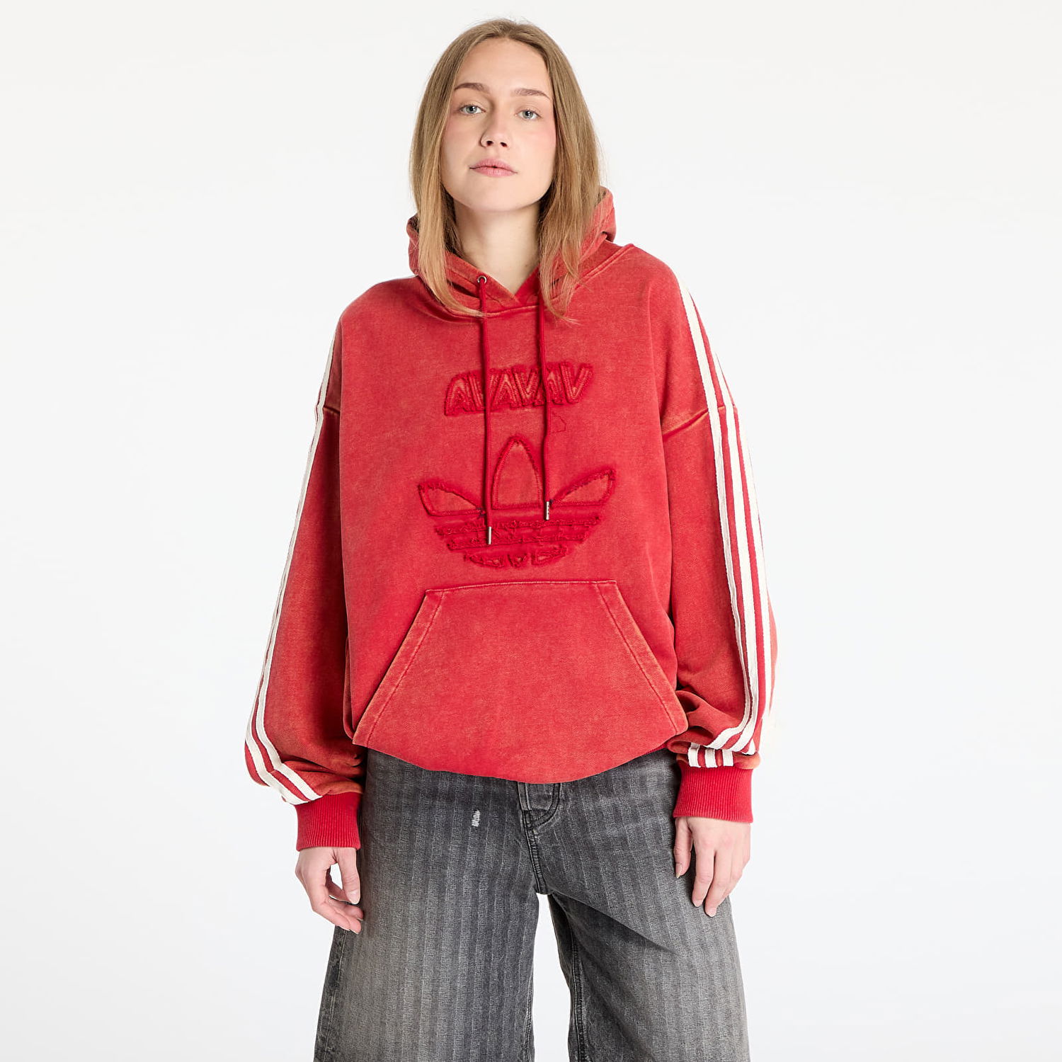 Mikina adidas Originals adidas x Avavav Shoulderless Hoodie Červená | JP4850, 0