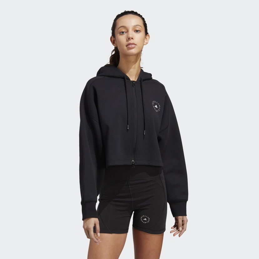 Mikina adidas Performance Cropped Full-Zip Hoodie Čierna | HR2214