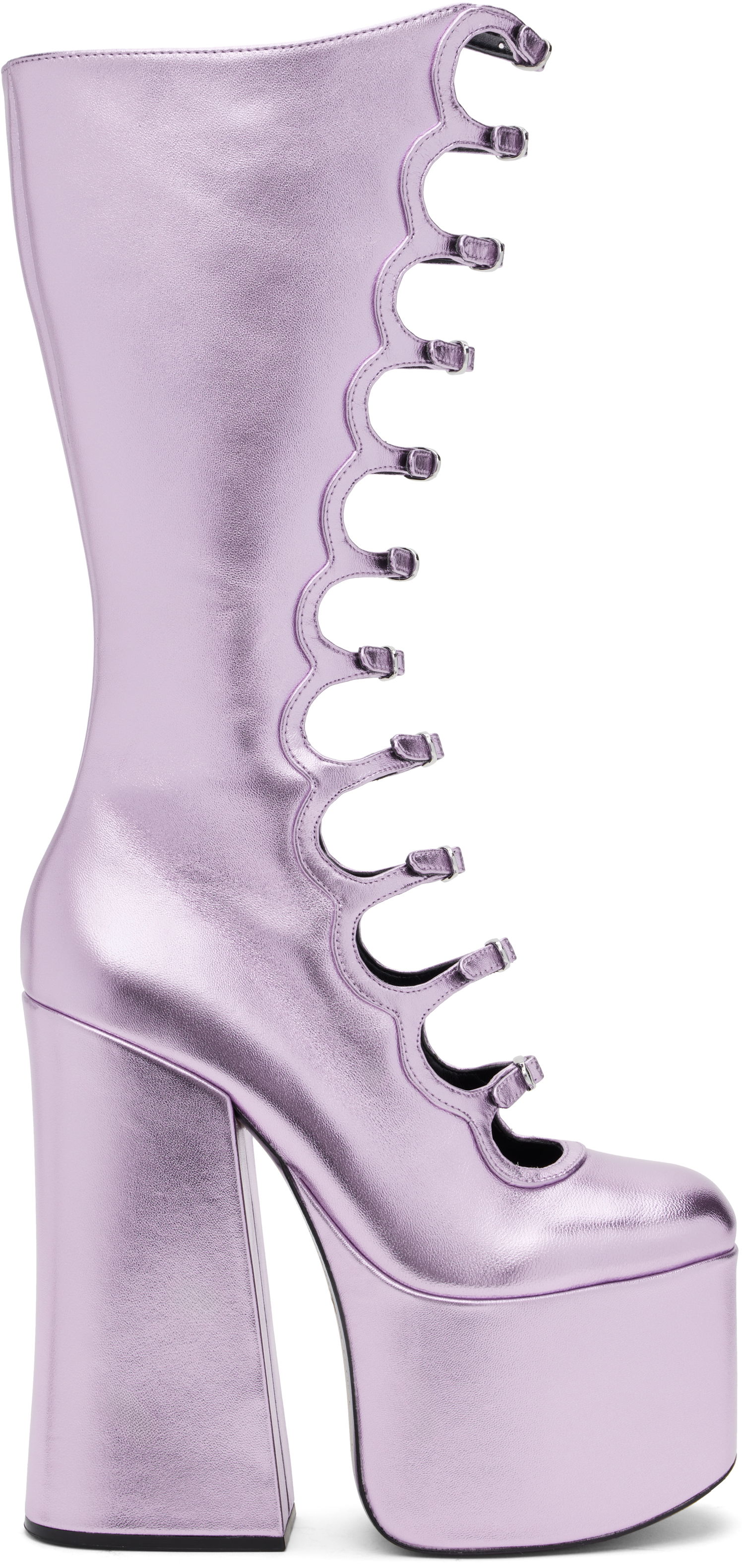 Starostlivosť o obuv Marc Jacobs Marc Jacobs 'The Metallic Kiki' Knee-High Platform Boots Fialová | 2R4FBO001F01, 0