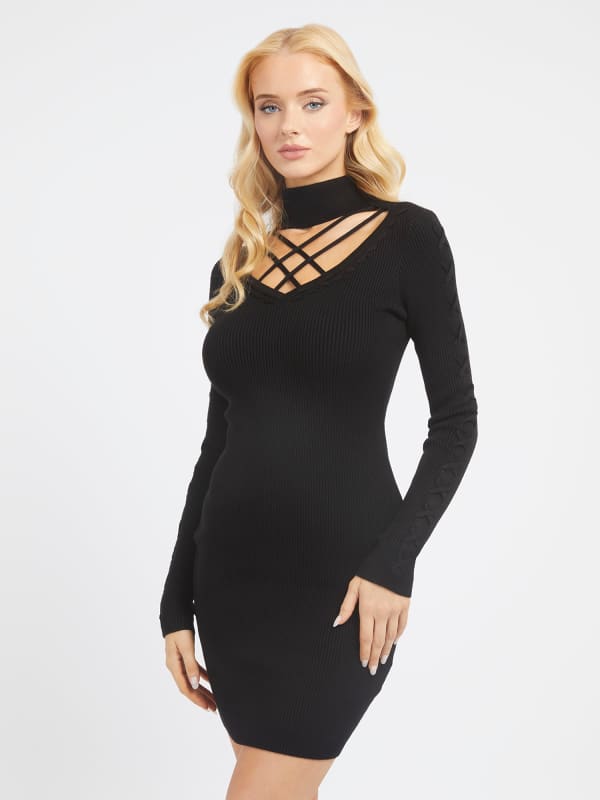 Šaty GUESS Cut-Out Mini Sweater Čierna | W3BK0WZ2YJ2, 0