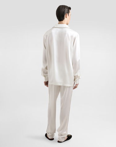 Pyžamo Dolce & Gabbana Dolce & Gabbana Silk Pajama Pants with Logo Embroidery Biela | GVCRAZFU1AUW0001, 2