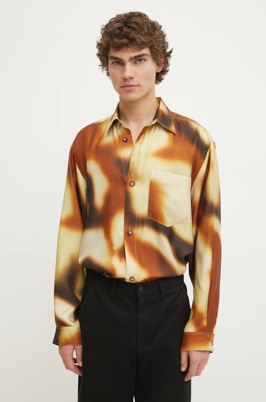 Košeľa Nanushka Abstract Print Regular Fit Shirt Hnedá | NM24FWSH04717, 0