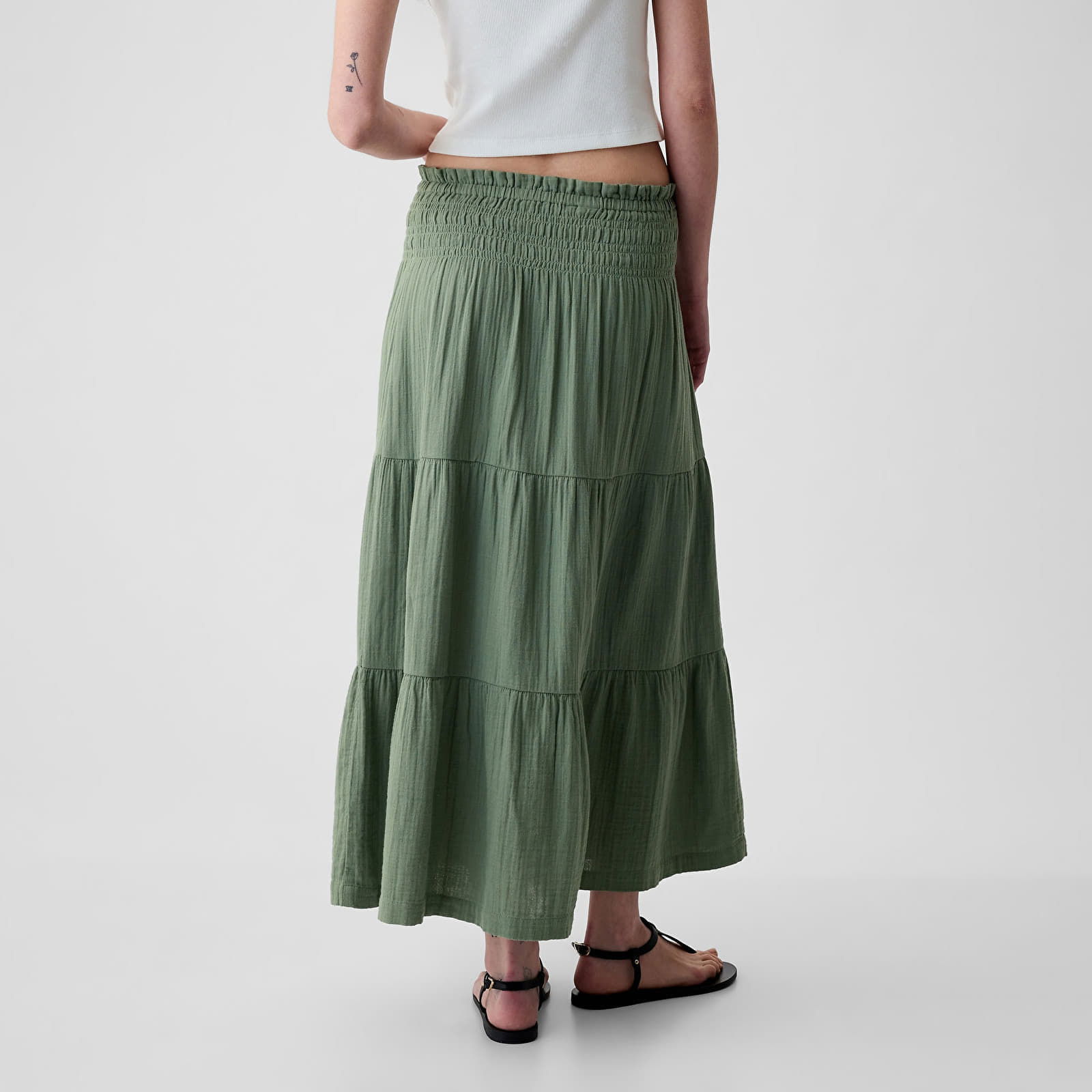 Skirt Pull On Gauze Maxi Skirt Laurel Wreath Green