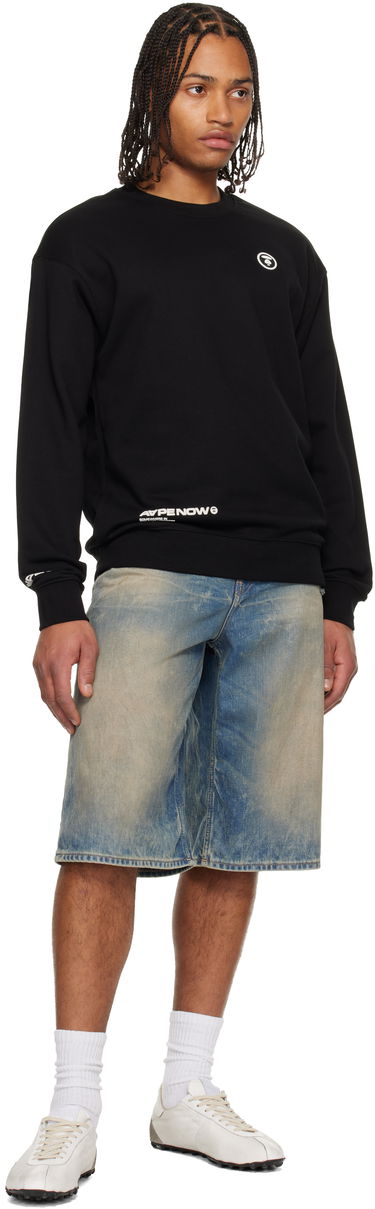 Mikina AAPE by A Bathing Ape AAPENOW Moonface Logo Crewneck Sweatshirt Čierna | AAPSWMC348XXPBKX, 3