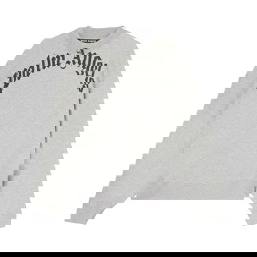 Mikina Palm Angels Curved Logo Crew Sweat Šedá | PMBA026C99FLE0010910, 1