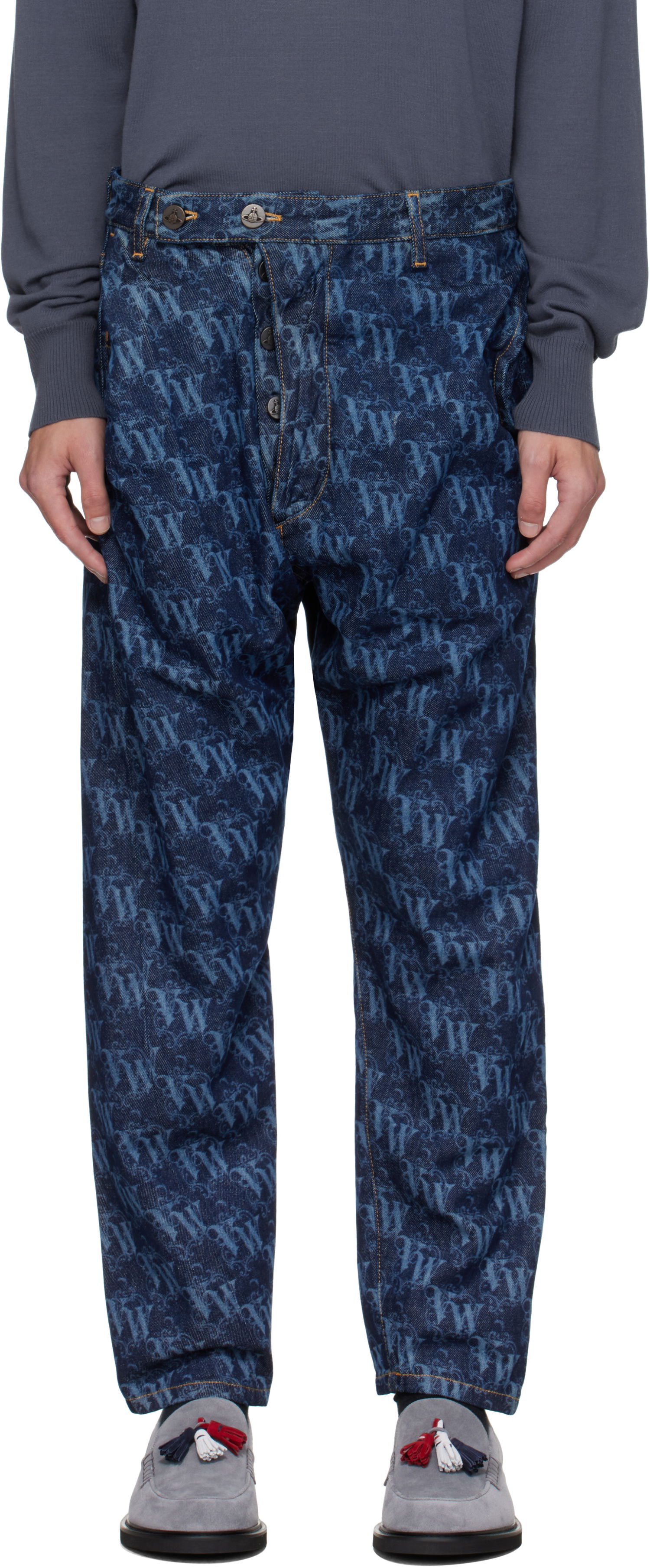 Džínsy Vivienne Westwood Vivienne Westwood Drunken Patterned Jeans Modrá | 3902000X-W014I-AAA-, 0