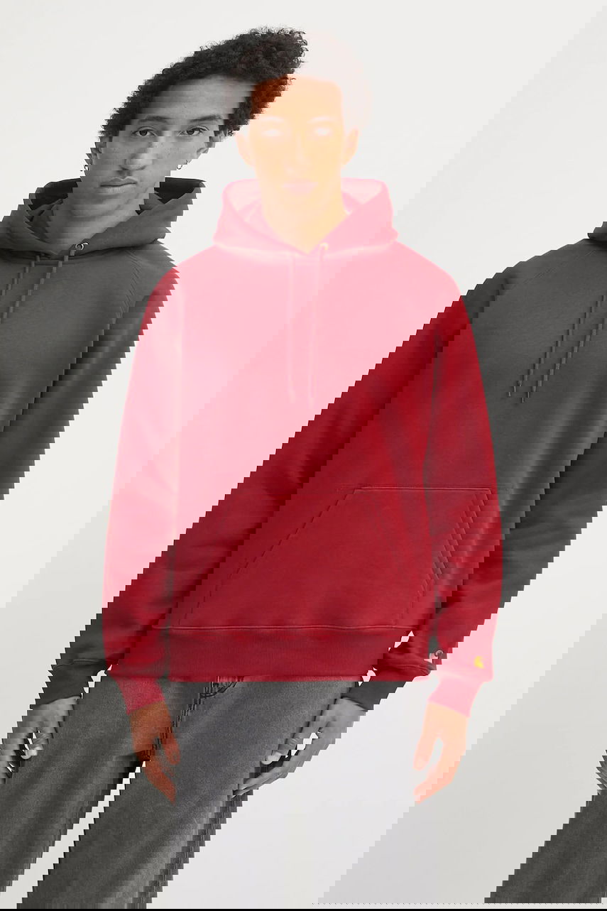 Mikina Carhartt WIP Plain Hooded Chase Hoodie Červená | I033661.30QXX, 0