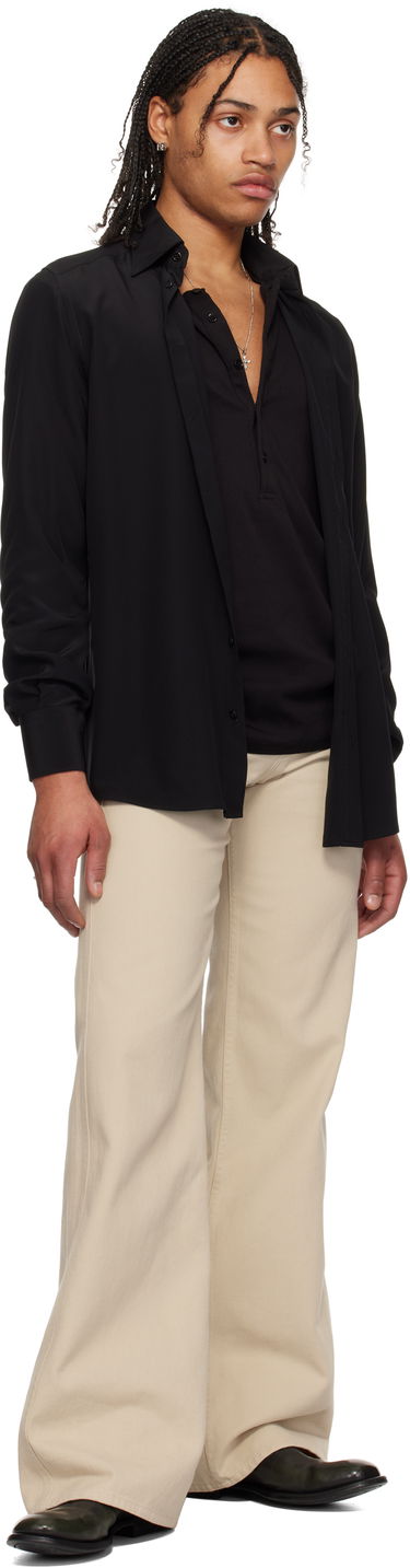 Košeľa Dolce & Gabbana Dolce&Gabbana Silk Logo Embroidered Shirt Čierna | G5MO1ZFU1UQ, 3