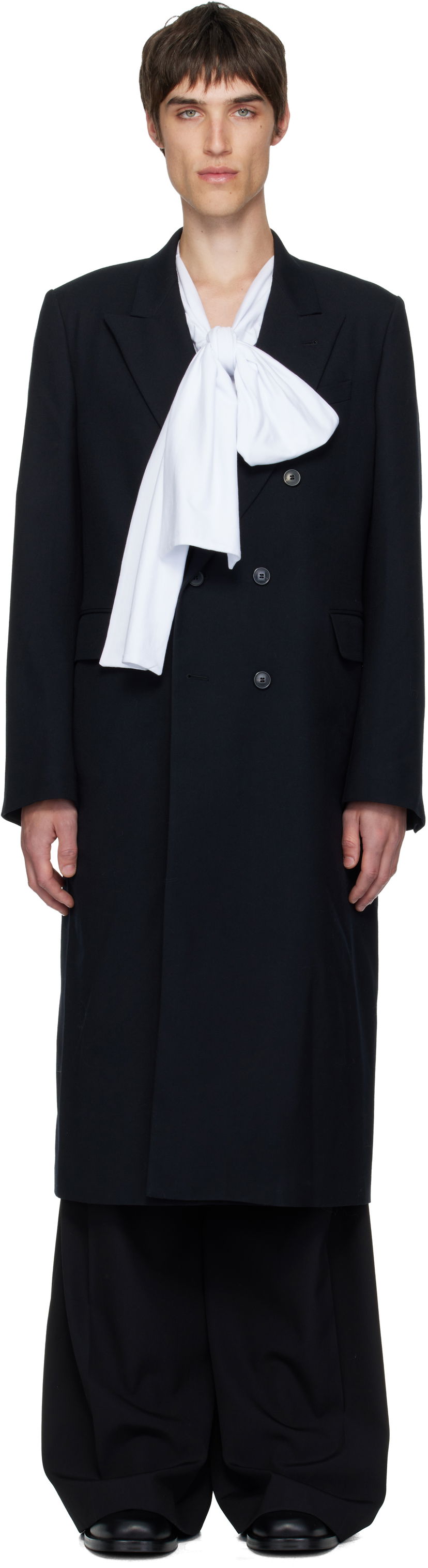Kabáty Dries Van Noten Dries Van Noten Wool Twill Coat Čierna | 252-020241-2246