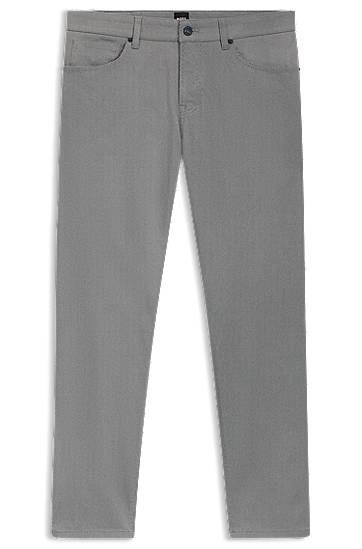 Nohavice BOSS Maine Regular-Fit Micro-Patterned Stretch Cotton Trousers Šedá | 50543935, 0