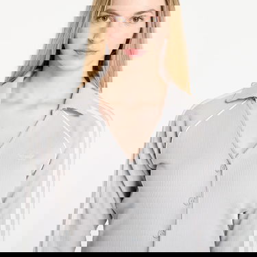 Košeľa adidas Originals Ribbed Collared Long-Sleeve Button Down Top with Sleeve Stripes Šedá | KR5109, 4