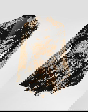 Košeľa Dolce & Gabbana Rose-print Silk Vanity Shirt Čierna | F5Q03TFSA7YHN4OX, 0