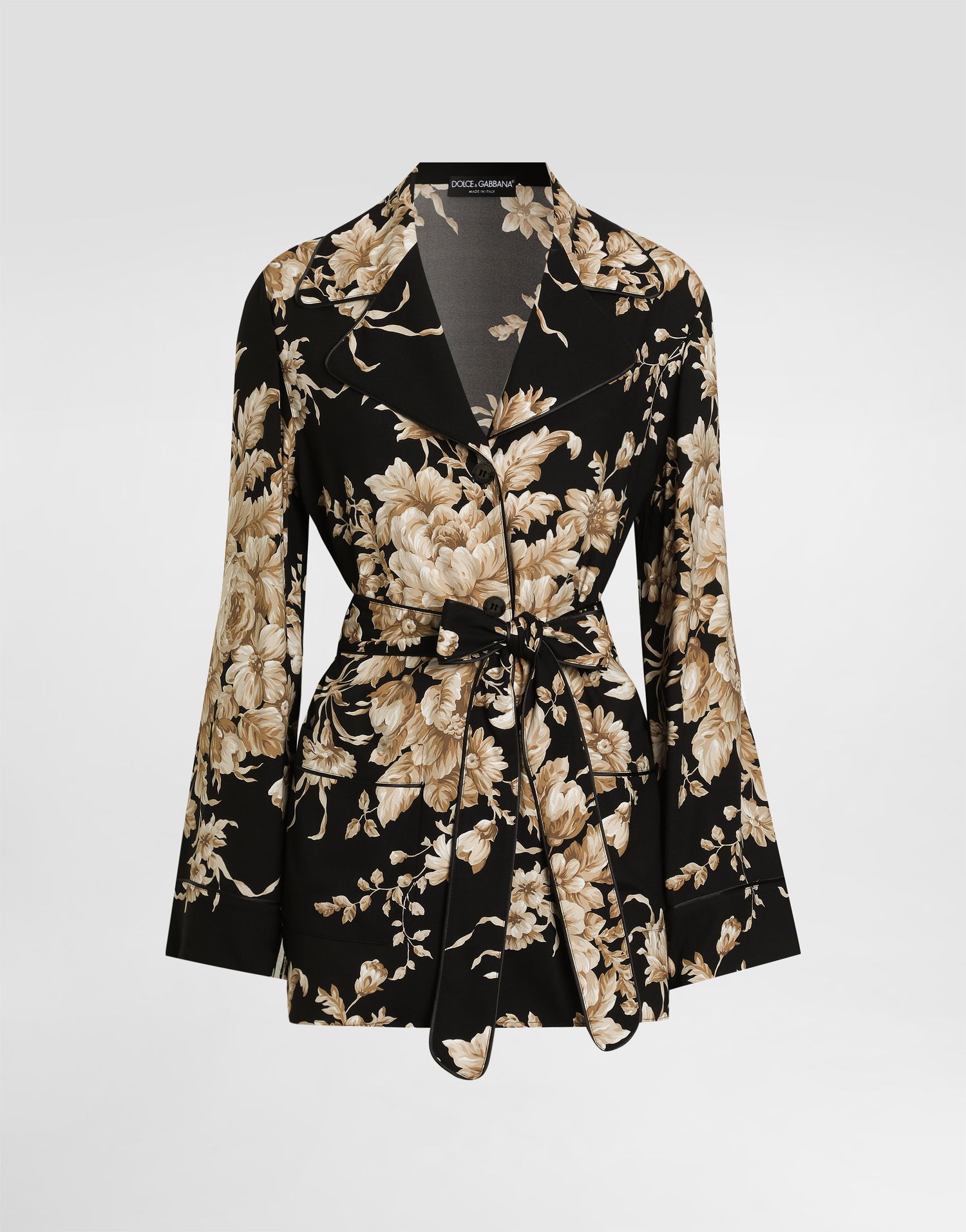 Košeľa Dolce & Gabbana Rose-print Silk Vanity Shirt Čierna | F5Q03TFSA7YHN4OX, 0