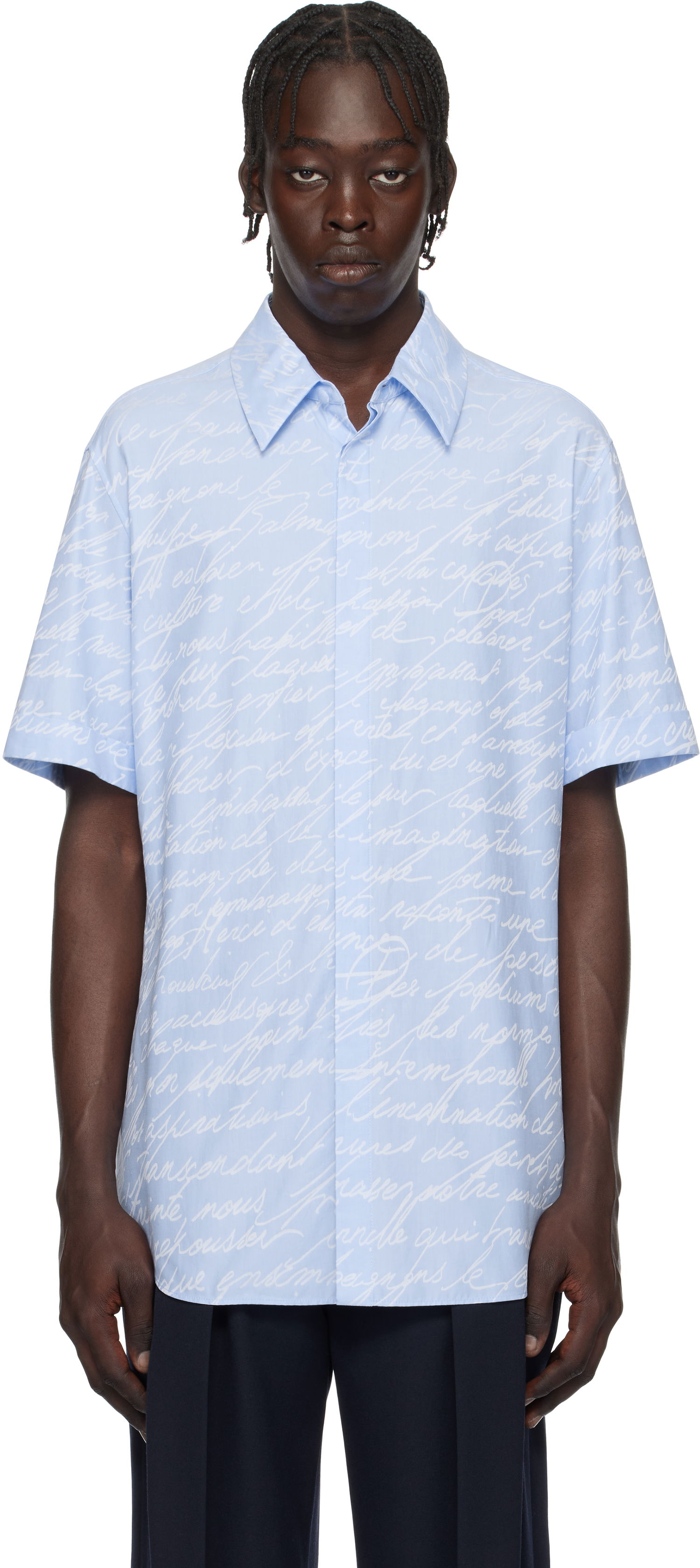 Košeľa Balmain Love Letter Print Shirt Modrá | EH1HL028CF82, 0