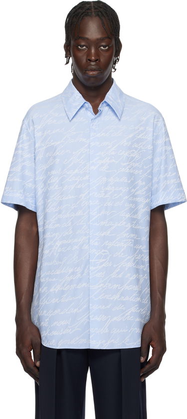 Košeľa Balmain Love Letter Print Shirt Modrá | EH1HL028CF82, 0