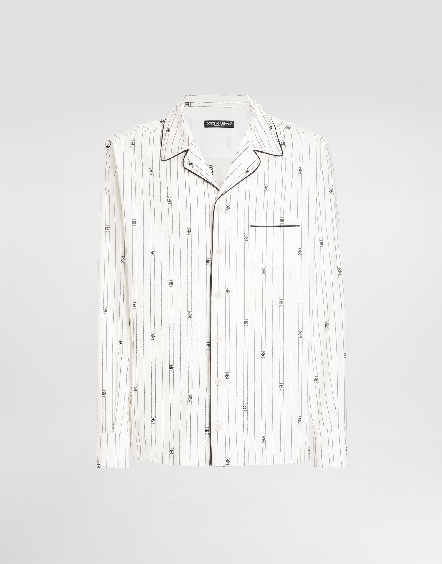 Košeľa Dolce & Gabbana Dolce & Gabbana Men's Vanity Logo Print Pinstripe Shirt Biela | G5IF1THJMQRS8350, 0