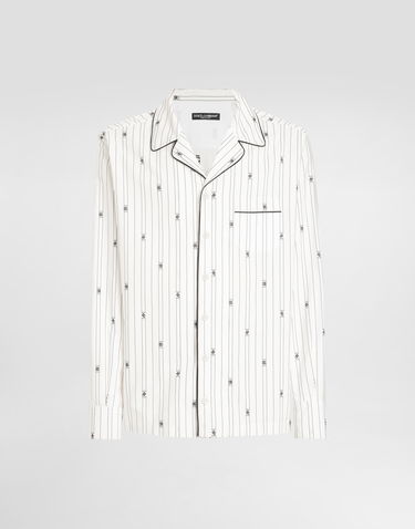 Košeľa Dolce & Gabbana Dolce & Gabbana Men's Vanity Logo Print Pinstripe Shirt Biela | G5IF1THJMQRS8350, 0