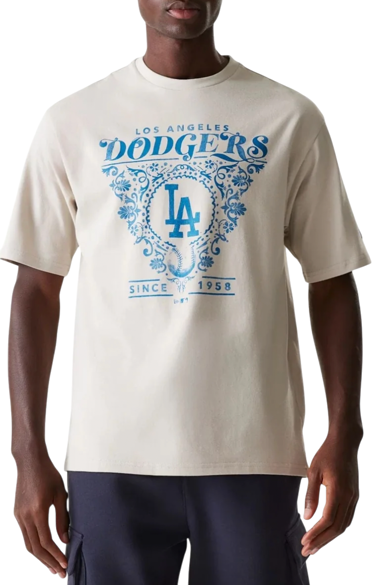 Tričko New Era New Era MLB Los Angeles Dodgers Floral Graphic Oversized T-Shirt Béžová | 60667844-60667844, 0