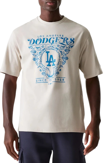 Tričko New Era New Era MLB Los Angeles Dodgers Floral Graphic Oversized T-Shirt Béžová | 60667844-60667844, 0
