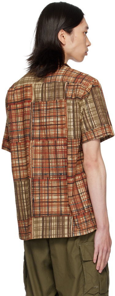 Košeľa BEAMS BEAMS PLUS Block Print Short Sleeve Shirt Hnedá | 3801-0108-139, 2