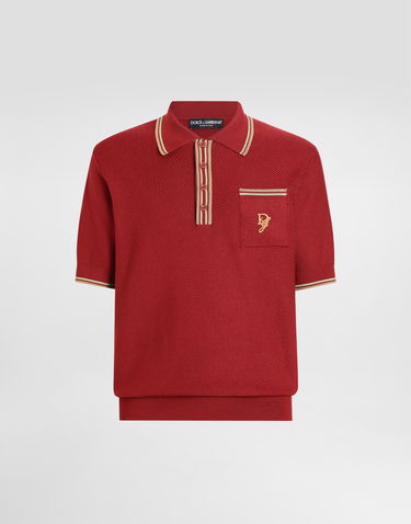 Polo tričko Dolce & Gabbana Dolce & Gabbana Silk Knit Polo Shirt with Logo Embroidery Červená | GXZ53ZJBSLBR0221, 0