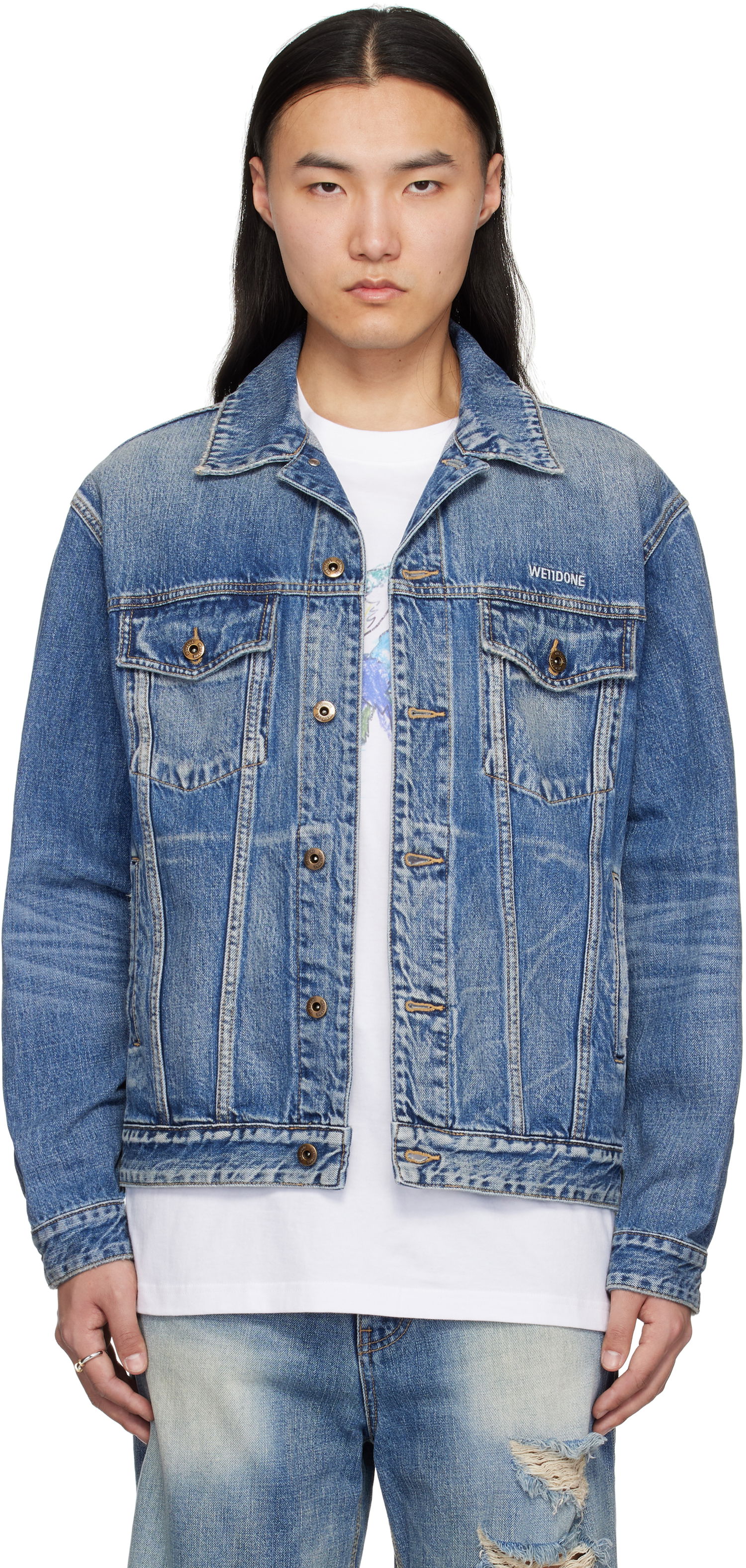 Bunda We11done We11done Washed Denim Jacket Modrá | WD-DJ0-25-313-U-BL, 0