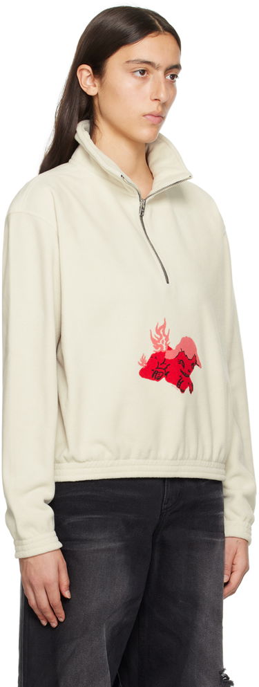 Mikina We11done Pony Fleece Half-Zip Sweatshirt Biela | WD-TS3-23-893-U-WH, 1