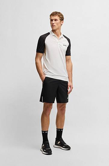 Polo tričko BOSS BOSS Active Colour-Blocked Polo Shirt with Mesh Inserts Biela | 50540886, 1