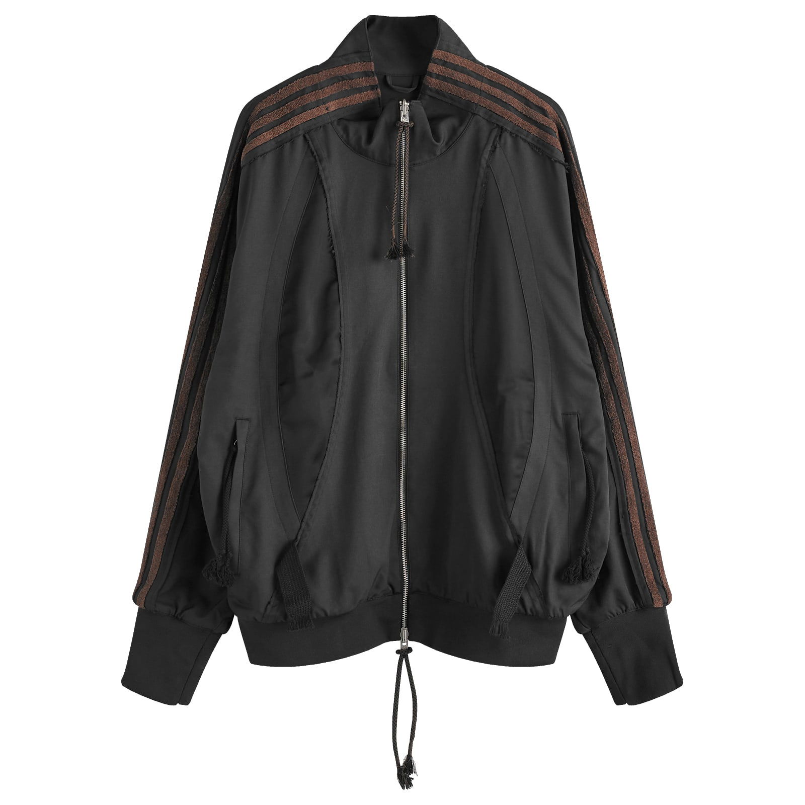 Black Brown Trim Zip Up Jacket