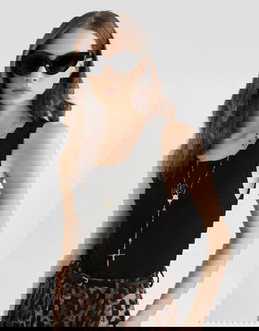 Tielko Dolce & Gabbana Ribbed Tank Top With Dg Embroidery And Rhinestones Čierna | F8V40ZGDDL8N0000, 3