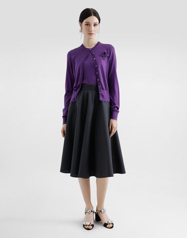 Sveter Dolce & Gabbana Silk Round-Neck Cardigan With Flower Fialová | FXV07ZJBSKYF0257, 1