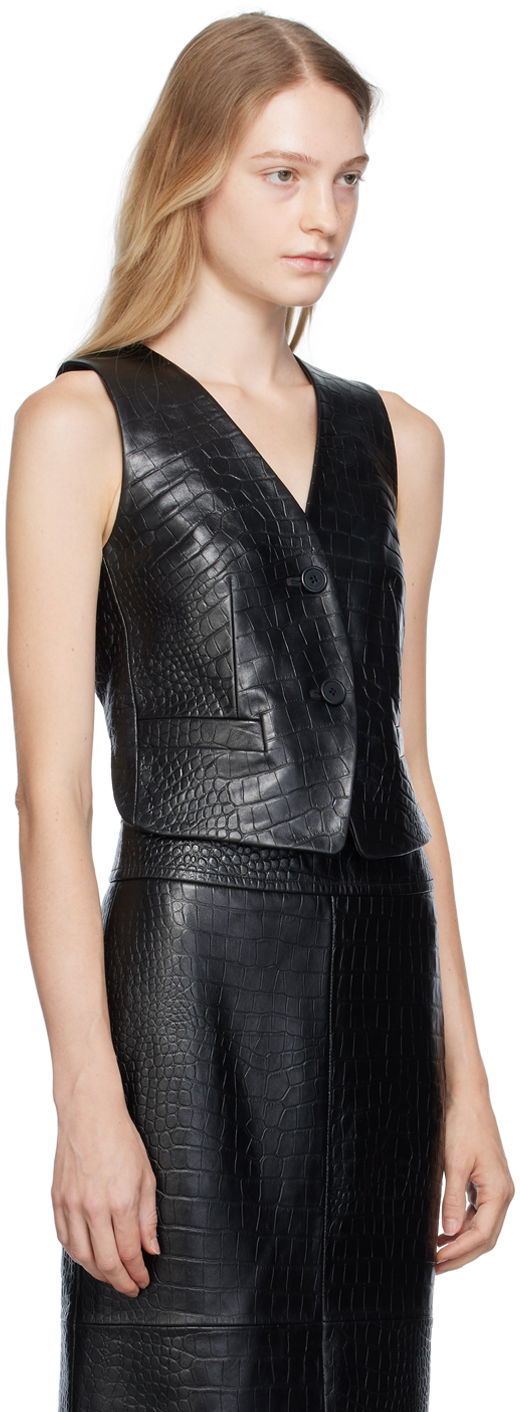 Vesta Helmut Lang Helmut Lang Embossed Leather Vest Čierna | N06HW104, 1