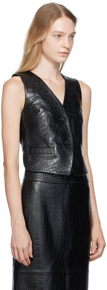 Vesta Helmut Lang Helmut Lang Embossed Leather Vest Čierna | N06HW104, 1