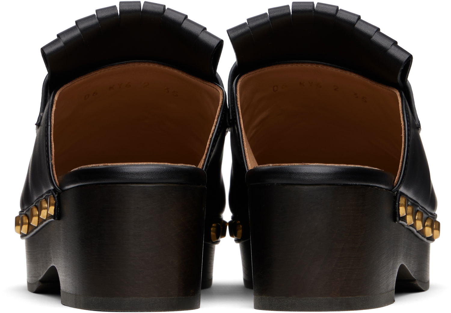 Starostlivosť o obuv Valentino Valentino Garavani VLogo Signature Fringed Calfskin Clogs Čierna | 6W2S0KY6YHJ, 1