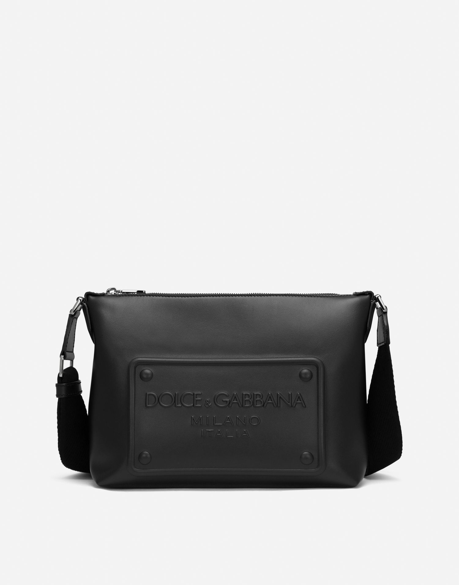 Taška cez rameno Dolce & Gabbana Calfskin Crossbody Bag With Raised Logo Čierna | BM2265AG21880999, 0