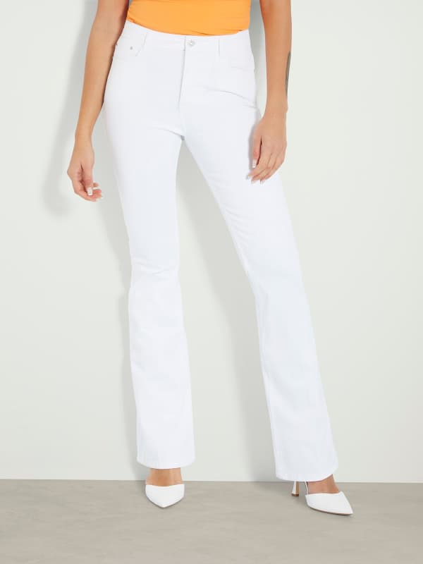 Nohavice GUESS Mid Rise Flare Denim Pant Biela | W4GA0LD4MW4, 0