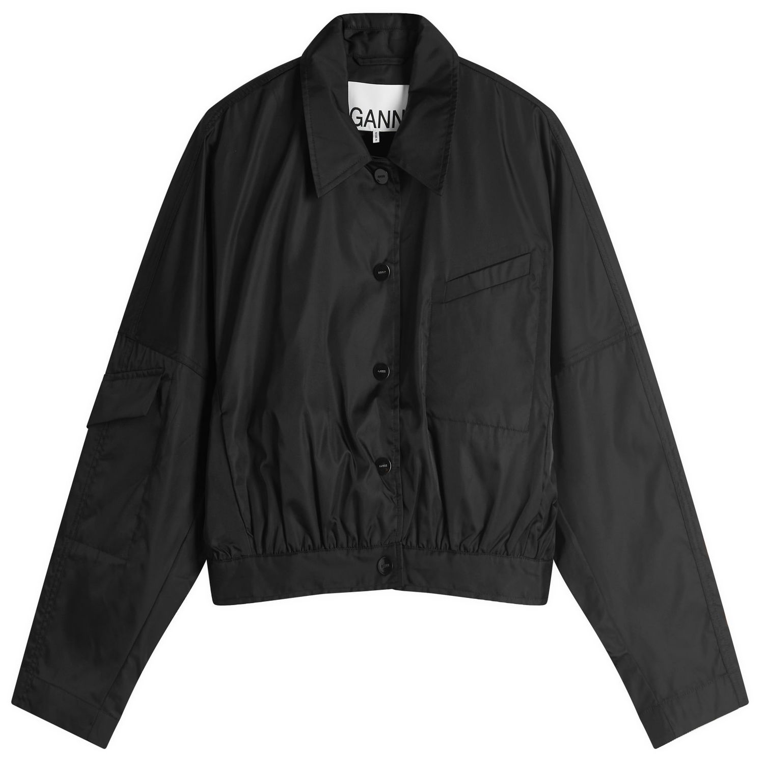 Bomber bunda GANNI Ganni Duchesse Nylon Short Jacket Čierna | W0462, 1