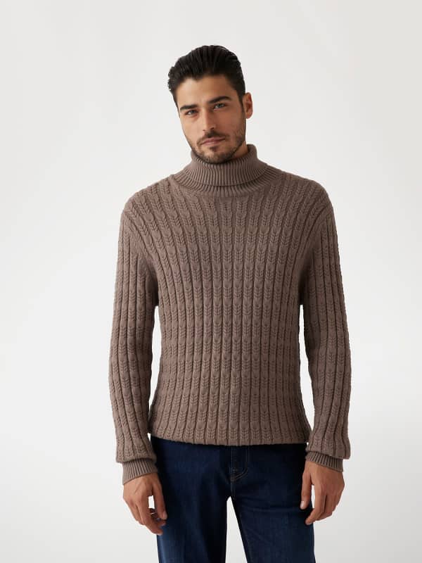 Cable Knit Turtleneck Sweater