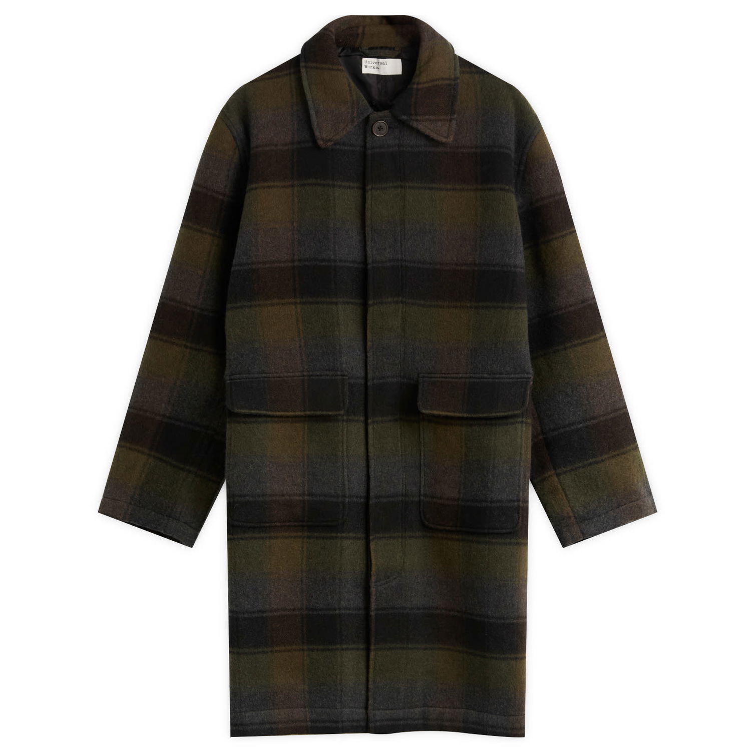 Kabáty Universal Works Universal Works Berlin Wool Check Account Coat Zelené | 33103-BLB, 0