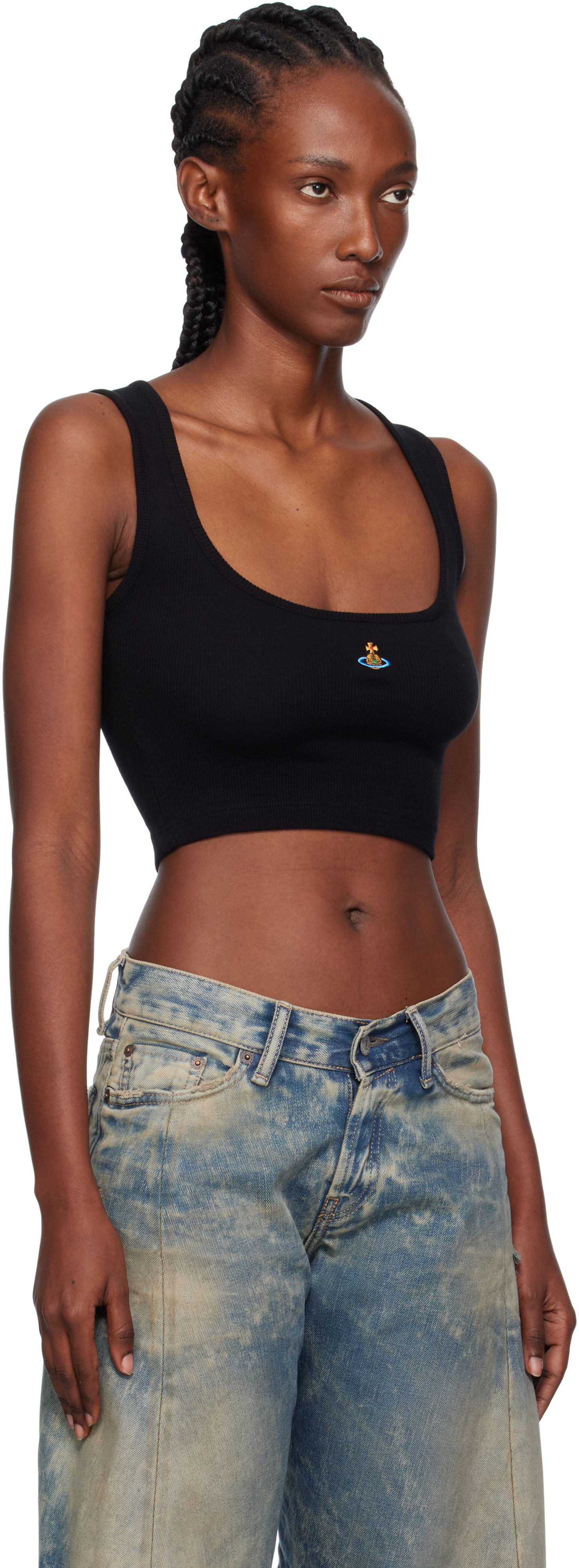Tielko Vivienne Westwood Vivienne Westwood Cropped Rib Tank Top Čierna | 1G010011-J009C-, 1
